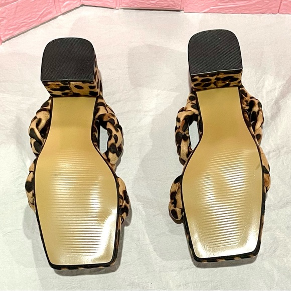 🛍️COMESHUN Womens leopard print heeled open Square Toe slides size5 1/2 (36)NEW - Picture 7 of 9